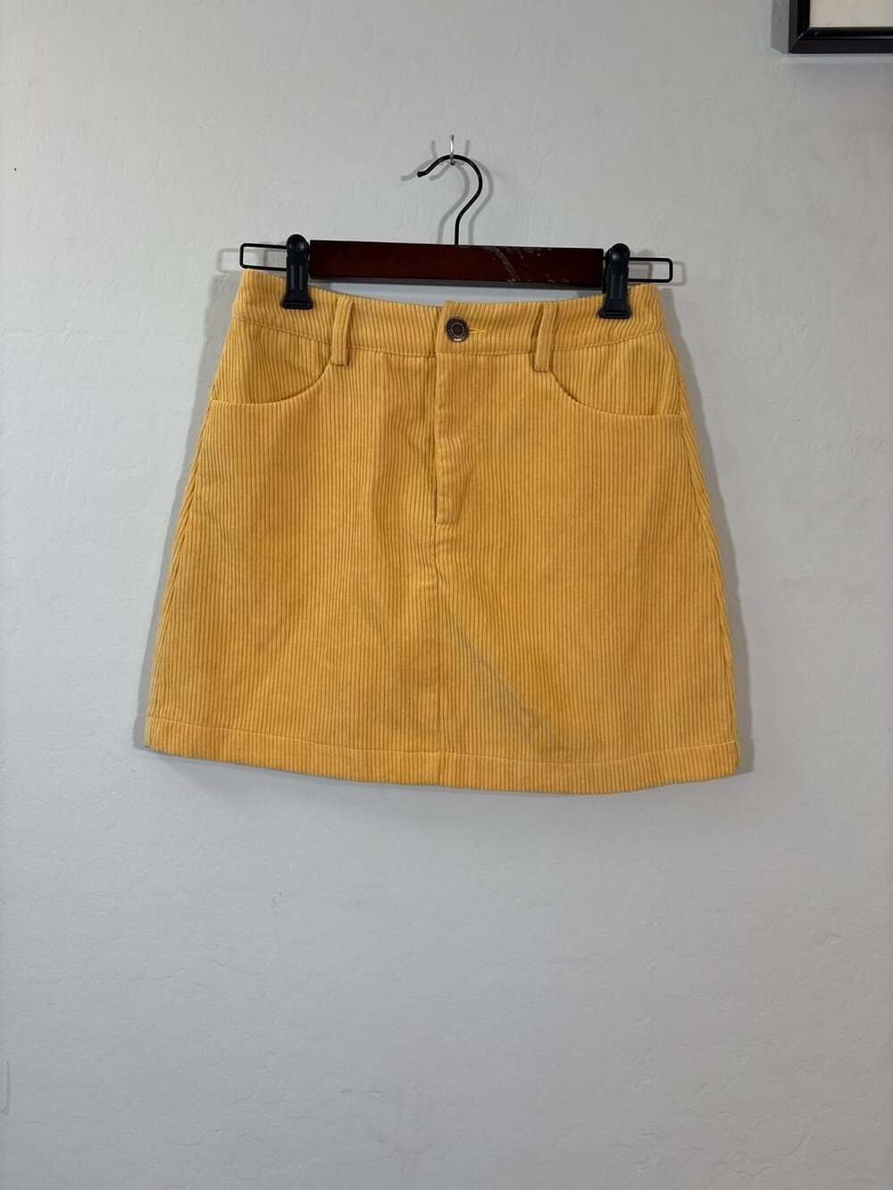 K.Zell Yellow Corduroy Mini Skirt Size S